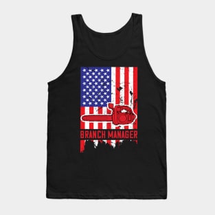 Chainsaw Branch Manager American Flag Tank Top